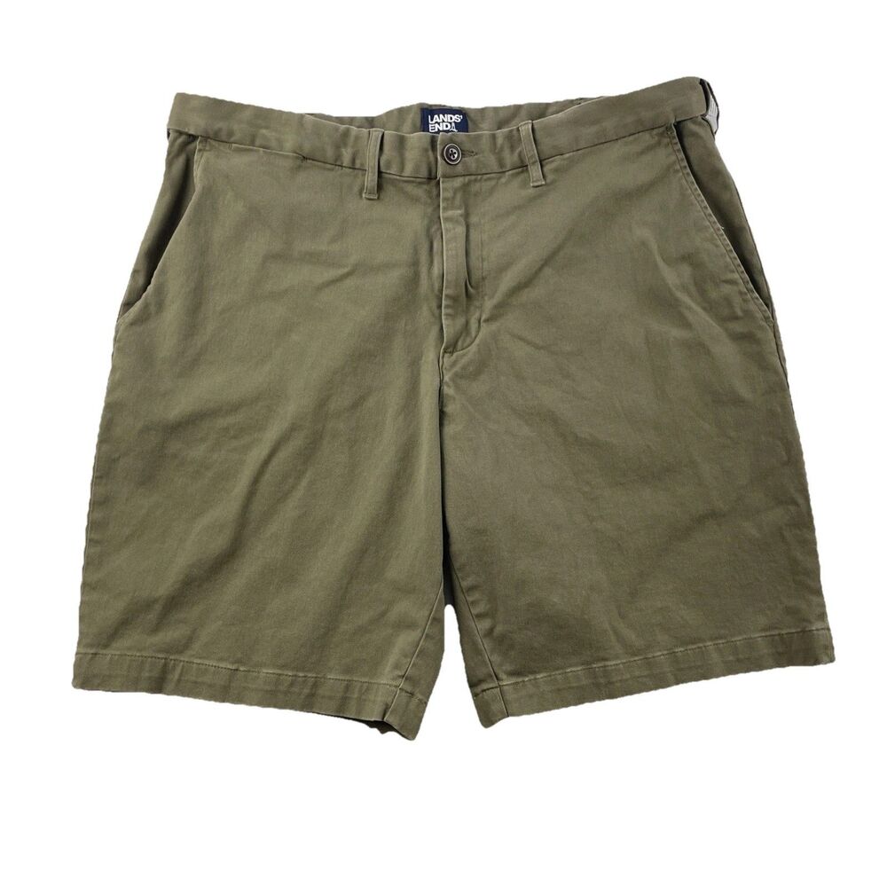 Lands’ End Men's Shorts Size 38 Olive Traditional Fit Chino Casual Cotton